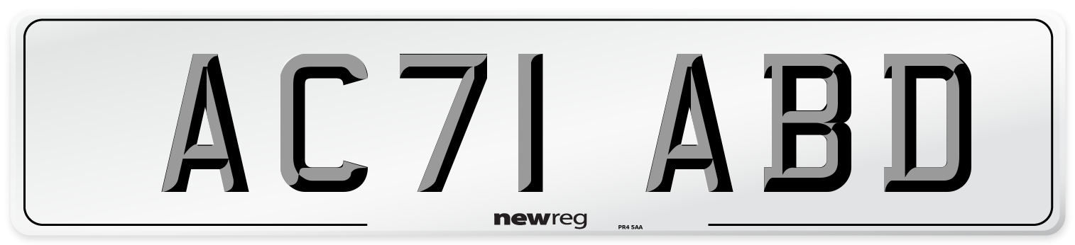 AC71 ABD Number Plate from New Reg
